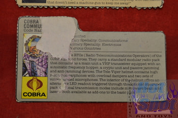 1985 Tele-Viper File Card