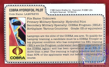 1985 Cobra Hydrofoil Pilot Lampreys File Card