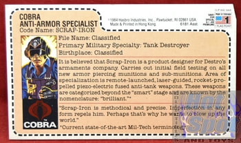 1984 Scrap-Iron Anti Armor Specialist File Card