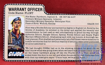 1985 Warrant Officer Flint File Card