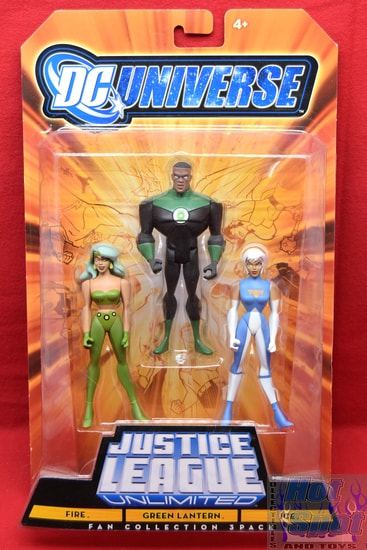 Justice League Unlimited Fan Collection Fire Green Lantern Ice 3 Pack