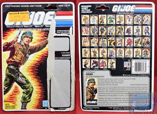 1985 GI Joe Commander Hawk Card Backer