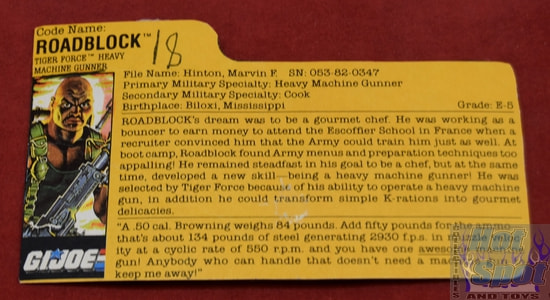 1988 Roadblock Playwear File Card