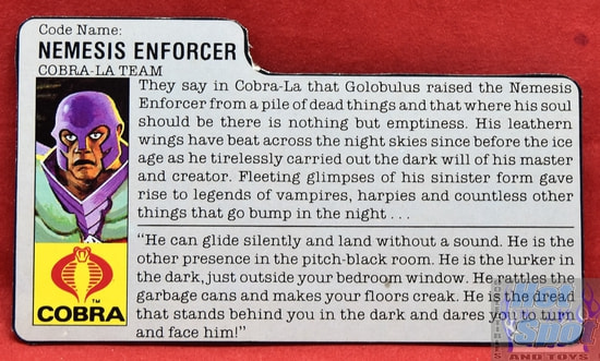 1987 Cobra La Nemesis Enforcer File Card