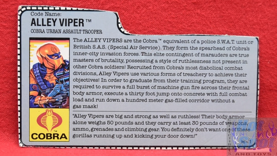 Hot Spot Collectibles and Toys - 1989 Alley Viper File Card