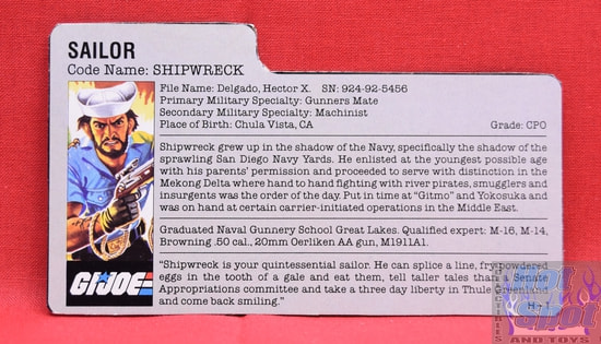 1985 Shipwreck Sailor v1 File Card