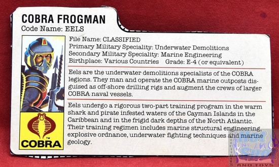 1985 Cobra Frogman EELS File Card