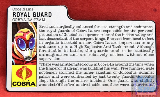 1987 Cobra La Royal Guard File Card