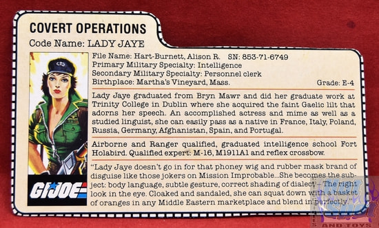1985 Covert Operations Lady Jaye File Card