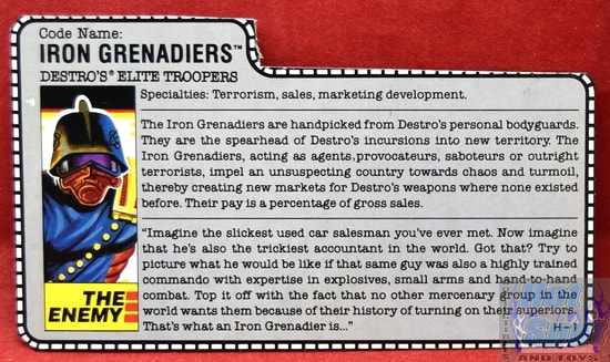 1988 Iron Grenadiers File Card