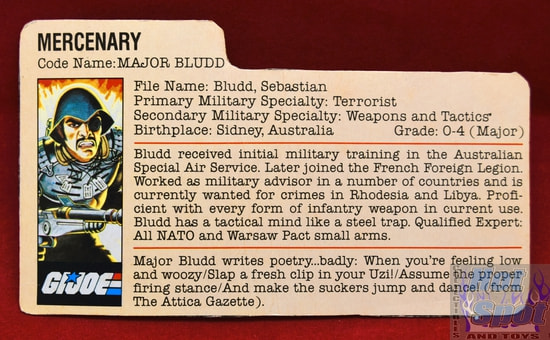 1983 Mercenary Major Bludd File Card