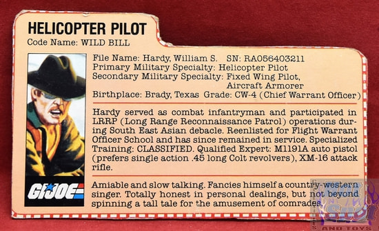 1983 Helicopter Pilot Wild Bill File Card