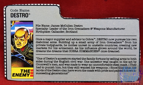 1988 Destro File Card