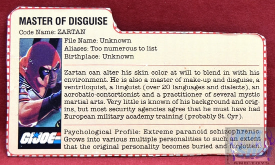 1984 Master of Disguise Zartan File Card
