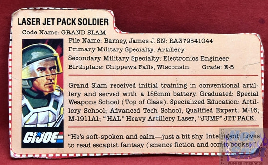 1983 Grand Slam Silver Laser Jet Pack File Card