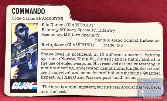 1982 83 Snake Eyes v1 File Card