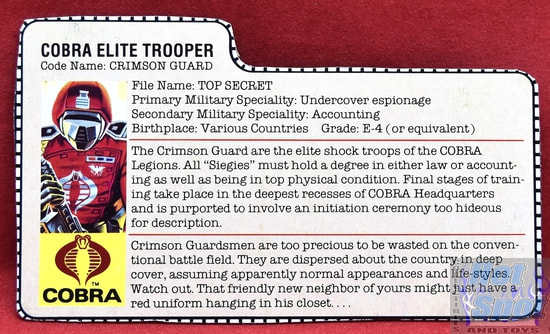 1985 Cobra Elite Trooper Crimson Guard File Card