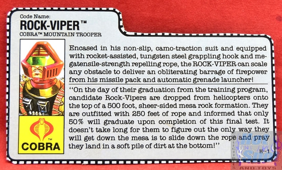 1990 Rock Viper Cobra Mountain Trooper File Card