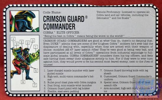 1993 Crimson Guard Commander File Card
