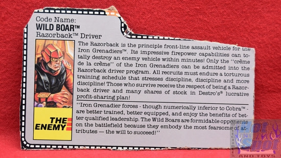 1989 Wild Boar Razorback Driver File Card