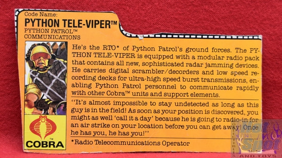 1989 Python Tele Viper Python Patrol File Card