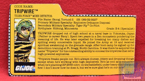 1988 Tripwire Tiger Force File Card