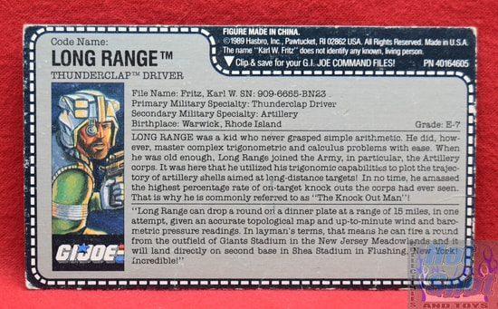 1989 Long Range (Thunderclap Driver) File Card