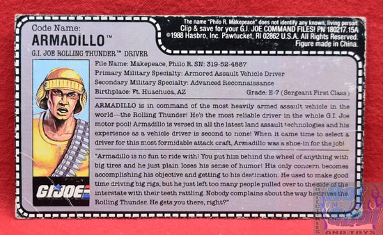 1988 Armadillo (Rolling Thunder Driver) File Card