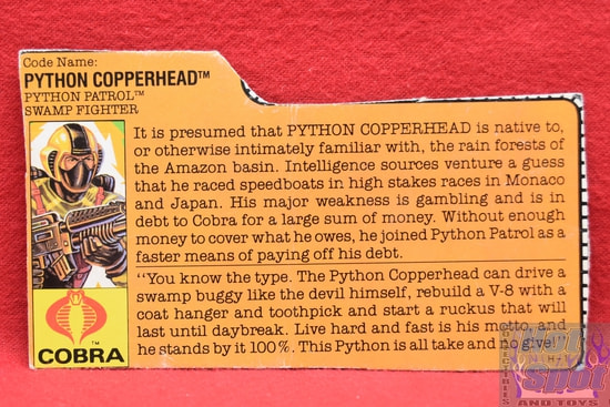 1989 Python Copperhead Patrol Swamp Fighter File Card