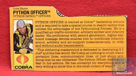 1989 Python Officer Patrol File Card