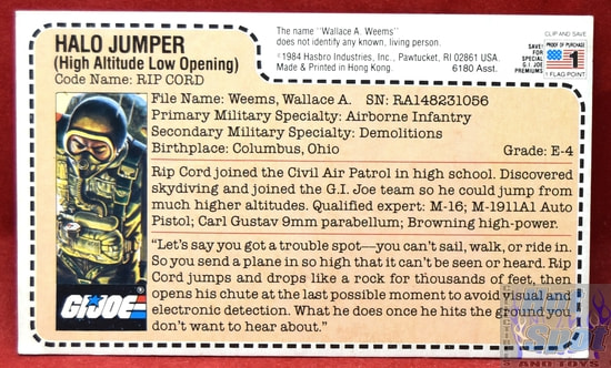 1984 Halo Jumper Rip Cord File Card