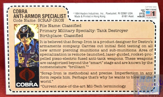 1984 Scrap-Iron Anti Armor Specialist File Card