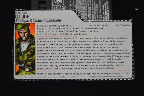 Gi Joe Strategic & Tactical Operations File Card