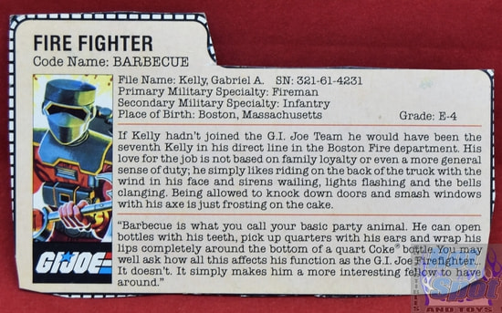 1985 Fire Fighter Barbecue File Card
