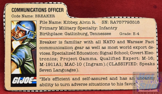 1982 Breaker Communications Officer File Card