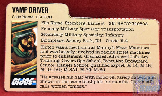 1982 Clutch Vamp Driver File Card