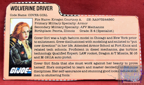 1983 Cover Girl Wolverine Driver File Card