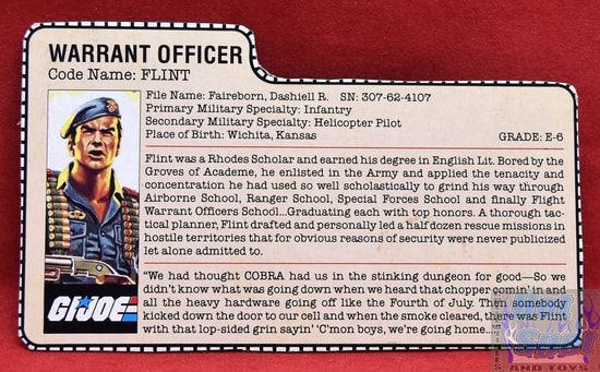 1985 Warrant Officer Flint File Card