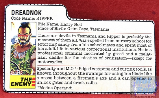 1985 Dreadnok Ripper File Card