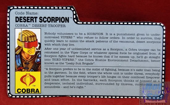 1991 Desert Scorpion File Card