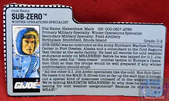 1990 Sub Zero File Card