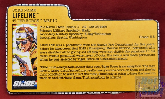 1988 Tiger Force Lifeline File Card