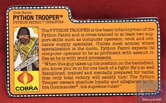 1989 Python Trooper File Card