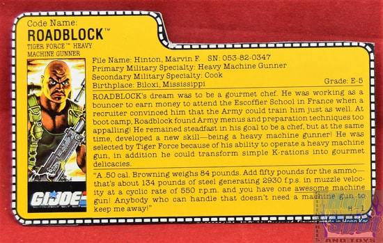 1988 Roadblock Tiger Force File Card