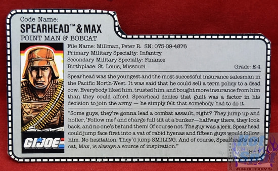 1988 Spearhead and Max File Card