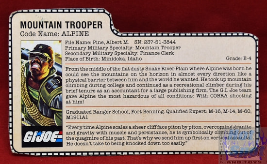1985 Mountain Trooper Alpine File Card