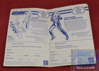 1984 MANTA/ Hooded Cobra Commander Insert