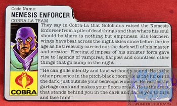 1987 Cobra La Nemesis Enforcer File Card