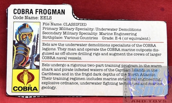 1985 Cobra Frogman EELS File Card
