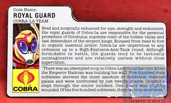 1987 Cobra La Royal Guard File Card